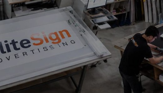 Sign panel on the work table